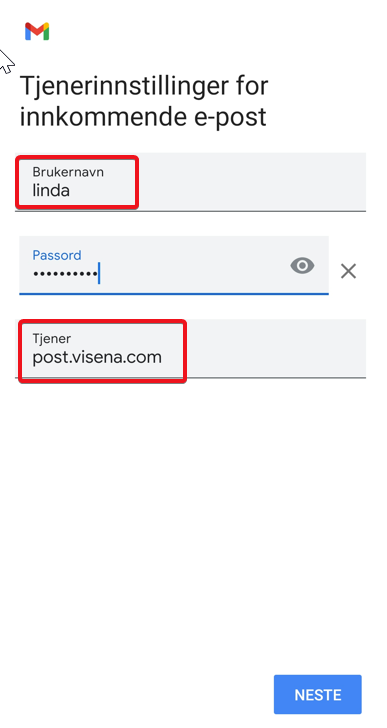 Sette opp Visena e-post på Android1
