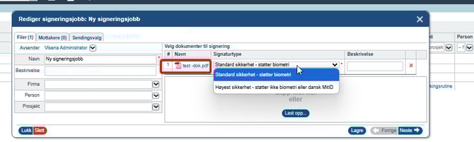 Signere dokumenter med biometri