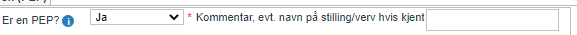 Spørsmål informasjon om PEP status - utvidelser kundekontrollen1