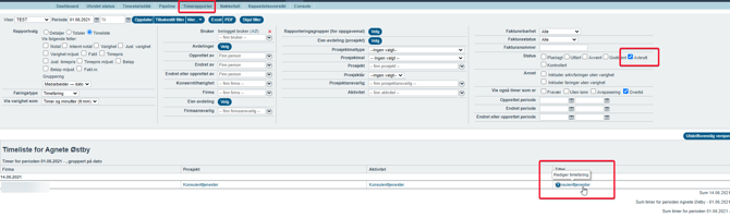 Status timeføringer 3