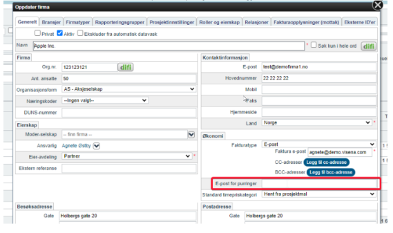 Tripletex integrasjon med Visena - viktig å huske på etter iverksettelse1