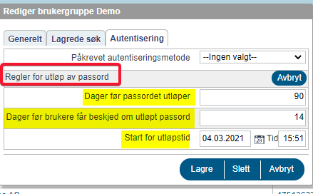 Utløpsdato passord 3-1