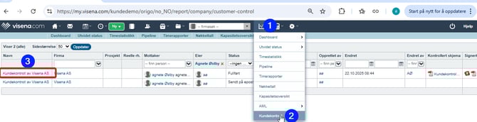 Utvidet kundekontroll - vedlegg lagt inn i besvarelse