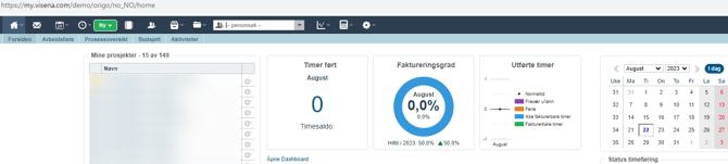 Valg visning grafer forside - timestatusfakturering eller AML status2