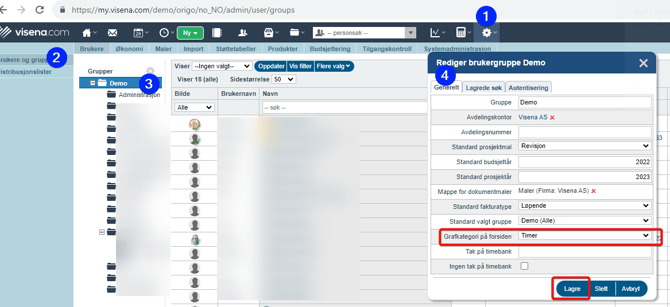 Valg visning grafer forside - timestatusfakturering eller AML status3
