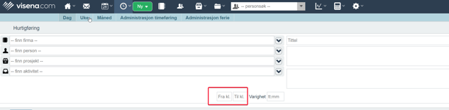 Vise fra kl og til kl i timeregistreringsbilde (hurtigføring)1