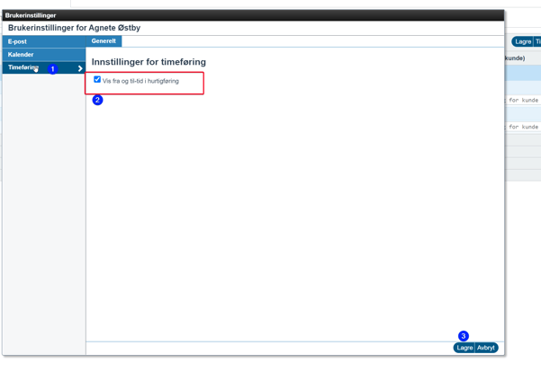 Vise fra kl og til kl i timeregistreringsbilde (hurtigføring)4