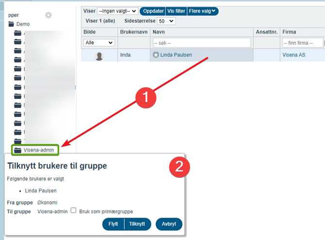 ansatt skal knyttes til eller bytte brukergruppe